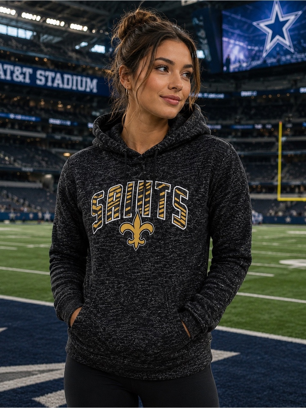 NFL New Orleans Saints Black Hoodie with Gold & White Logo